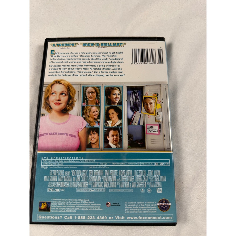 Never Been Kissed DVD 1999 Drew Barrymore Rom-Com Widescreen Excellent Condition - Picture 7 of 10
